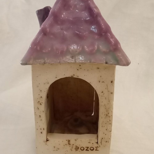 Handmade ceramic candle holder "ROZOS" used