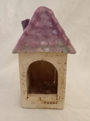 Handmade ceramic candle holder "ROZOS" used