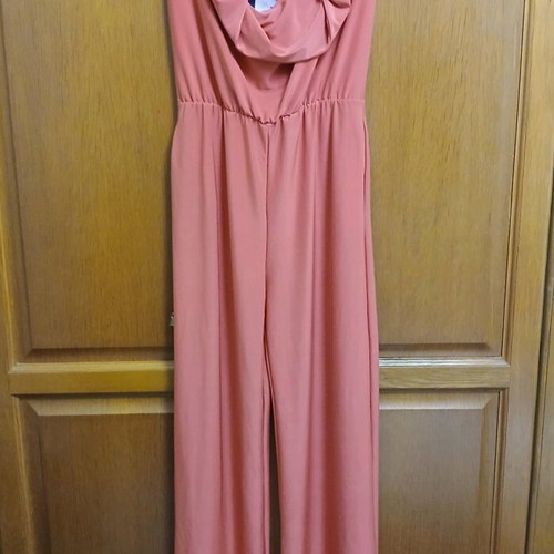 Fia jumpsuit new, coral halter neck draped, size S/M