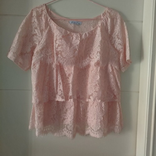 Amy's summer blouse with lace, pink, size M