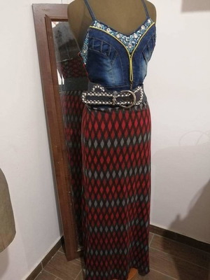 Maxi dress casual e sic embroidered bust new with bolero gift