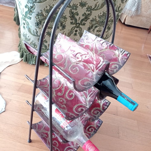 Italian wine rack 8 bottles new, iron with burgundy enamel