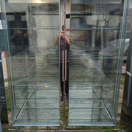 Stainless Steel Upright Display Fridge used, 2.15m height, double doors