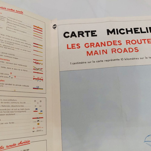 Vintage Michelin France Grandes Routes map used, 1950s-60s