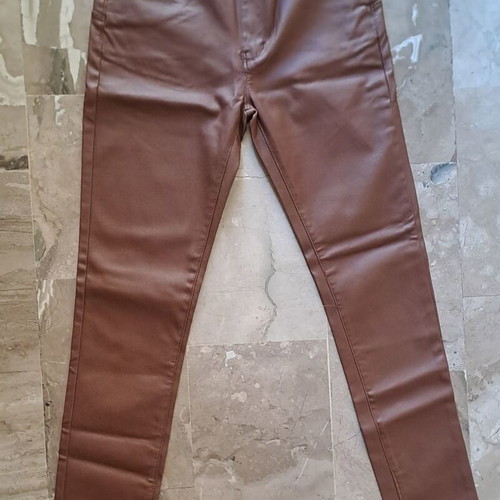 Adoro Push-Up Women's Faux Leather Pants new, brown, XL