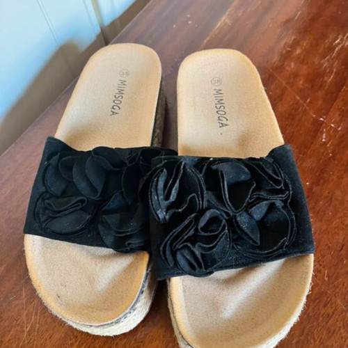 Mimosca platform sandals size 38 like new, black and beige