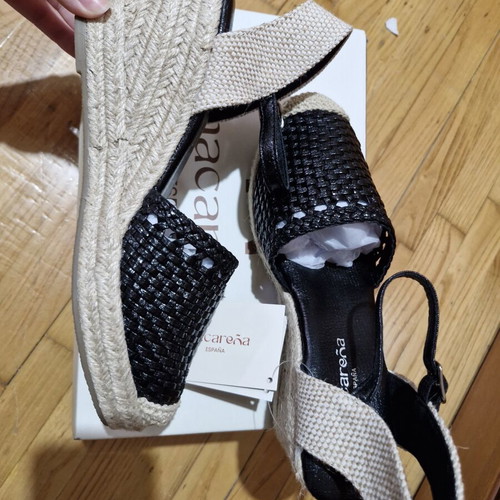Espadrilles black woven and straw, new, size 37 from Voi&Noi
