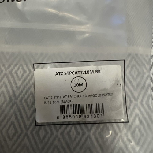 ATZ CAT7 STP Flat Ethernet Cable RJ45 10m new, gold plated, black