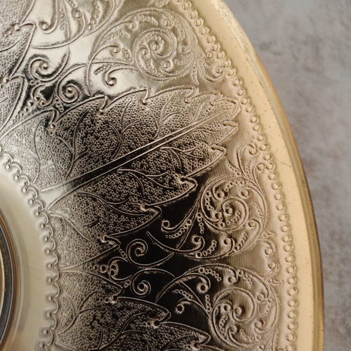 Decorative Metal Fruit Bowl 25cm used with embossed leaf design
