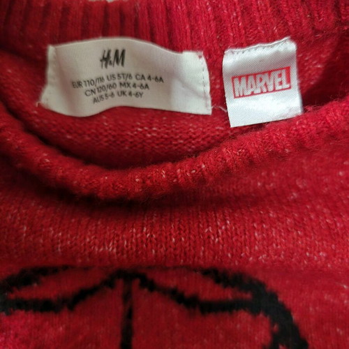 Πουλόβερ Spiderman Marvel H&M καινούργιο, κόκκινο, μέγεθος 110-116 cm