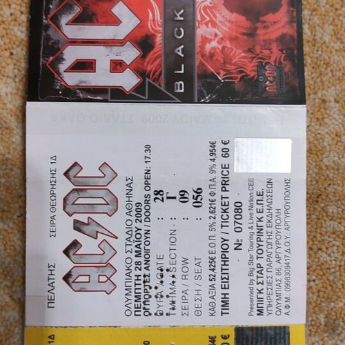 AC/DC concert ticket 28/5/2009 like new