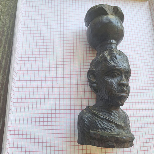 African vintage wood carving used ebony