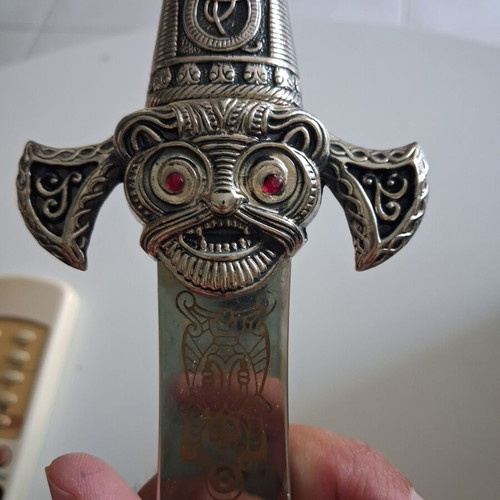 Viking Decorative Letter Opener metal with embossed handle like new