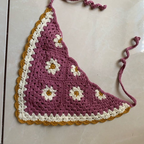 4tailors crochet bandana new, multicolor with yellow details
