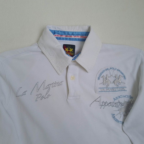 La Martina women's polo shirt size M, white, long sleeve, cotton