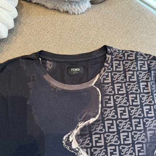 Fendi Roma T-shirt used, size L, cotton, black-brown