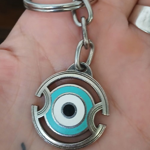 Zolotas rare collectable keychain used, stainless steel with evil eye