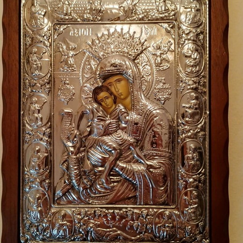 Byzantine icon Panagia Ikariotissa silver 925, like new