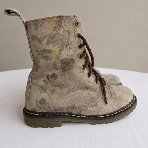 Electric Coolway Floral Suede Combat Boots used, size 36, vintage 2000s