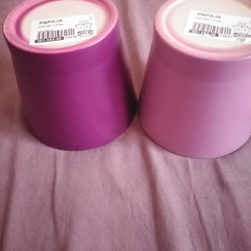 IKEA ceramic flowerpots new, dark purple and light lilac