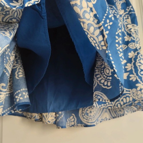 H&M mini skirt paisley boho circle skirt new, size L, blue and white
