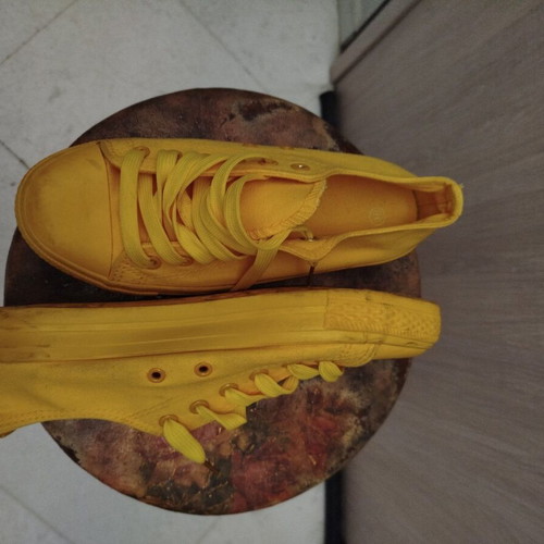 Denim yellow sneakers used, size 38