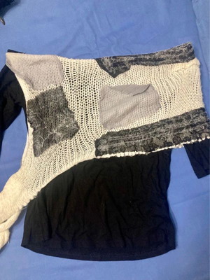 Tassos Mitropoulos Black Off-Shoulder Top with Knitted Detail like new