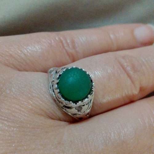 Handmade silver 925 ring with green agate like new
