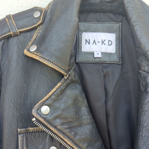 Na-Kd leather biker jacket black like new, size 36