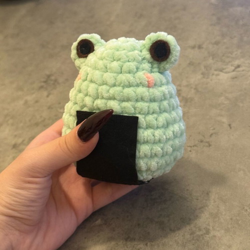 Handmade knitted frog onigiri doll made to order