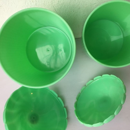 Biodrak containers unused, crystallized plastic, 1L and 740ml