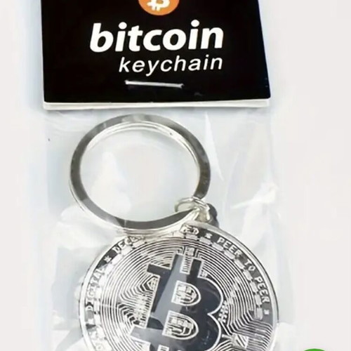 Bitcoin keychain new, silvery and copper colored