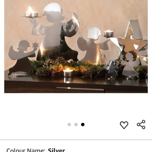 Fink Holyworker angel candle holders used, stainless steel silver, set of 2