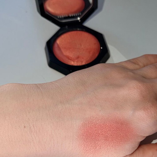 Fenty Beauty blush highlighter used, peach coral orange shimmer