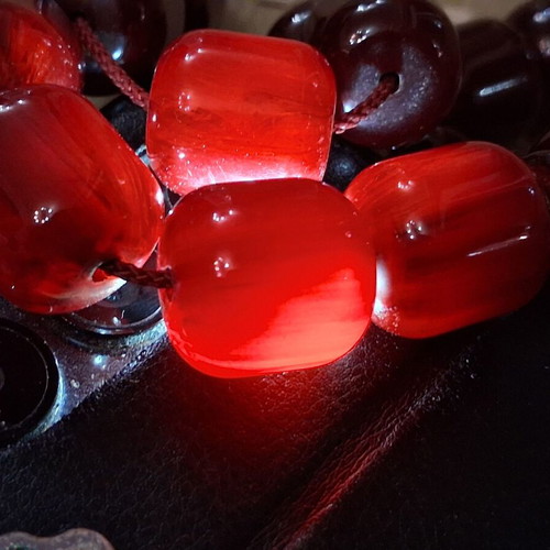 Bakelite Komboloi used, 33-bead Syrian origin with traditional metal finish