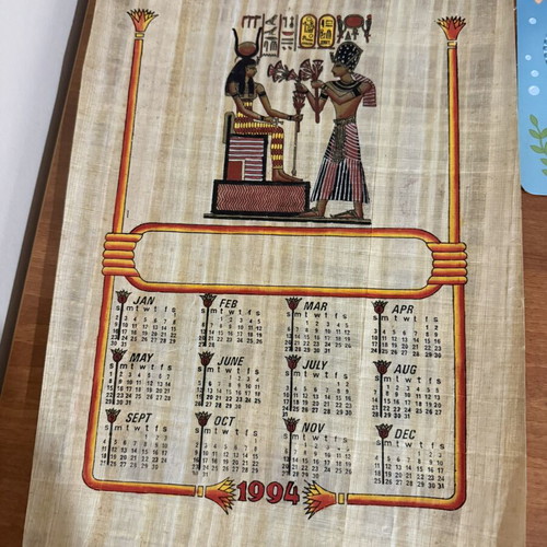 Authentic Papyrus from Cairo 1993 Calendar 1994 like new