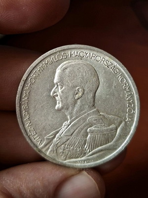 5 pengo Hungary silver used coin