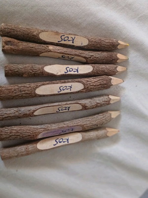 Wooden colored pencils used, pack of 9, souvenir