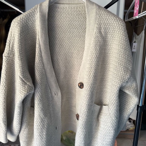 Knitted oversize cardigan new, beige, one size