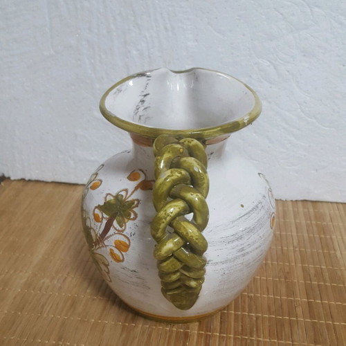 Vintage ceramic jug/vase with braided handle