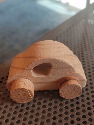 Small handmade wooden car like new, traditional toy