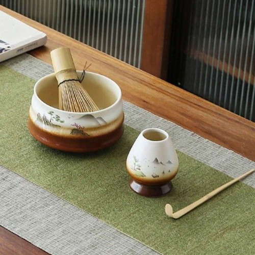 Matcha set with handmade Japanese tea ceremony accessories