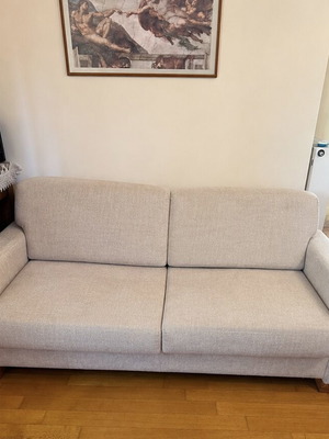 Sofa bed used, length 1.95m, functional with minor wear