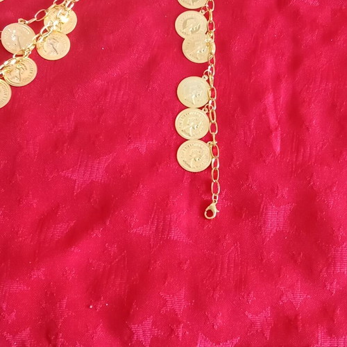Ethnic necklace with bracelet A.L.E. new, gold tone