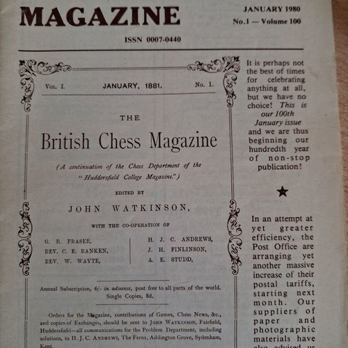British Chess Magazine 10 issues 1980 like new