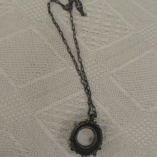 Gothic necklace used, red and silver