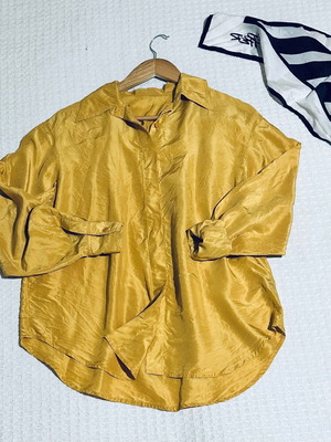 Luxury women's silk shirt, yellow, size S