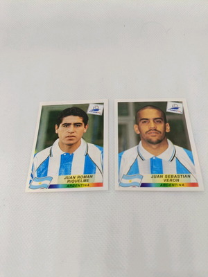Panini World Cup 98 χαρτάκια μεταχειρισμένα, Juan Roman Riquelme και Juan Sebastian Veron