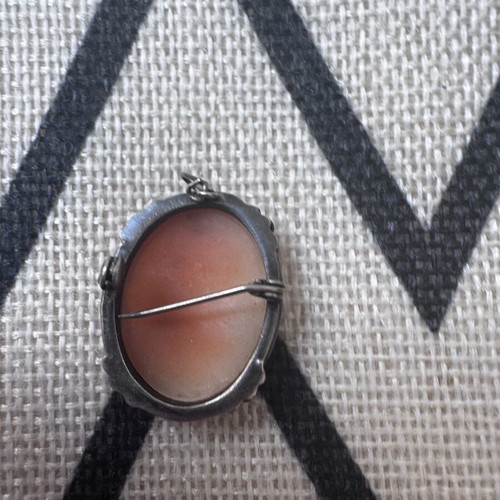 Vintage cameo pendant and brooch with silver and marcasite