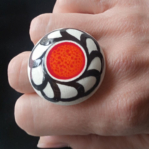 Vintage rave ring early 90's ceramic adjustable like new